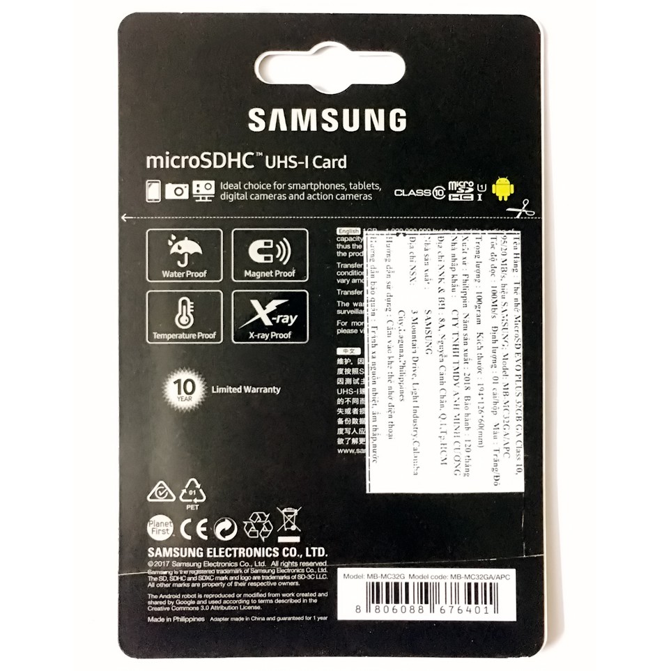 Thẻ Nhớ MicroSD Samsung Evo Plus 32Gb Chính Hãng BH 10 Năm
