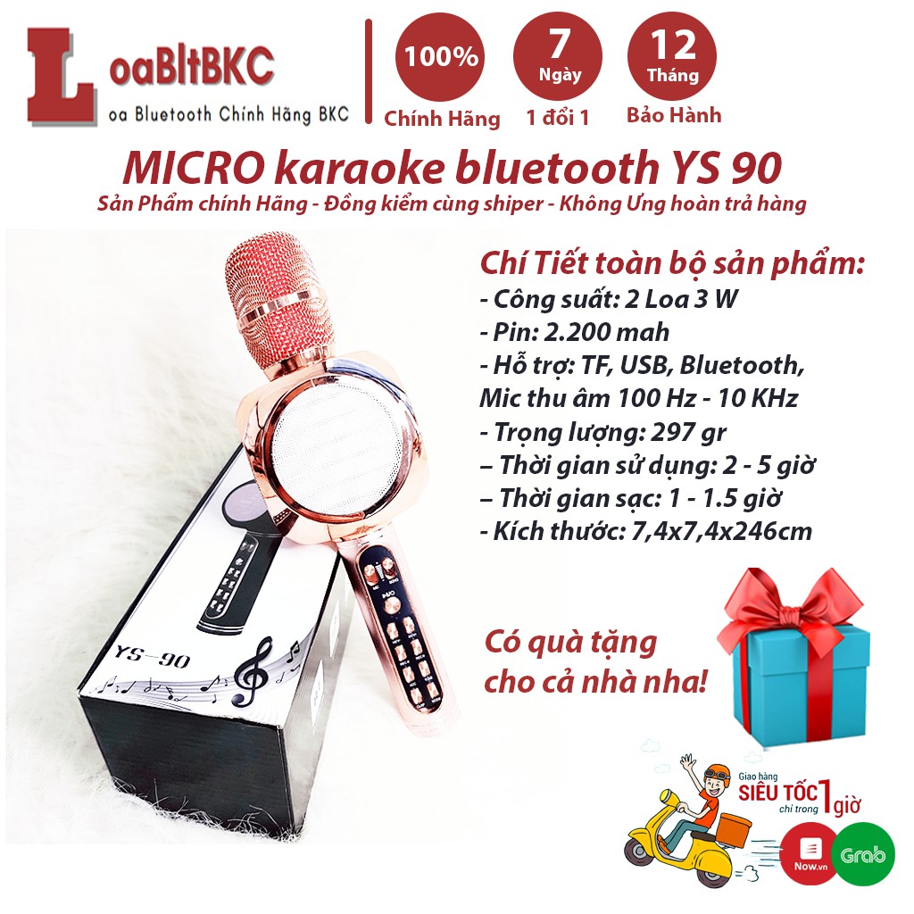 MICRO karaoke bluetooth không dây YS 90 có loa TUYỆT ĐỈNH SIÊU PHẨM ⚡FREE SHIP⚡ - CAM KẾT CHÍNH HÃNG - BH 12 tháng