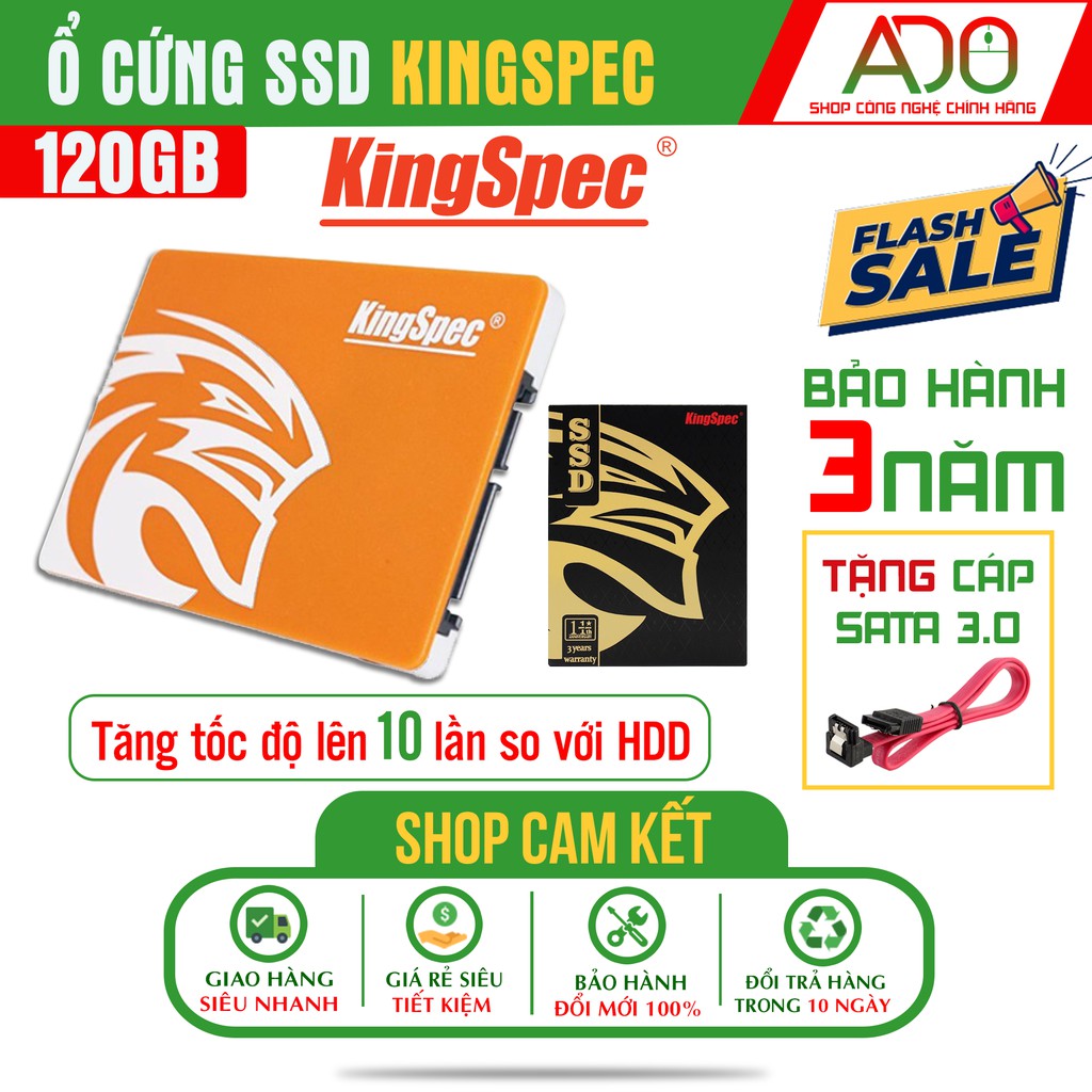 Ổ cứng SSD 120GB Kingspec – Bảo hành 3 năm – CHÍNH HÃNG – Tặng cáp dữ liệu Sata 3.0