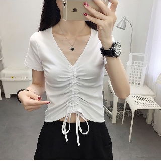 ÁO CROPTOP NỮ PHỐI DÂY RÚT