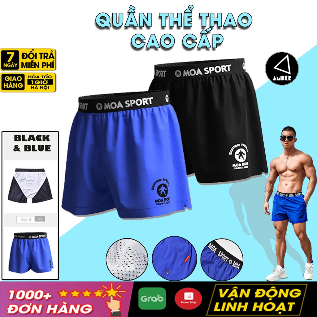 Quần đùi nam thể thao CẠP TO cho người chạy bộ, tập gym, đá bóng, đi bơi, đi biển thoáng khí, đàn hồi 4 chiều MOASPORT