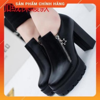 Giày Bốt Cao Gót Đế Dày Chống Thấm Nước Thời Trang Thu Đông 2019 Cho Nữ --9i