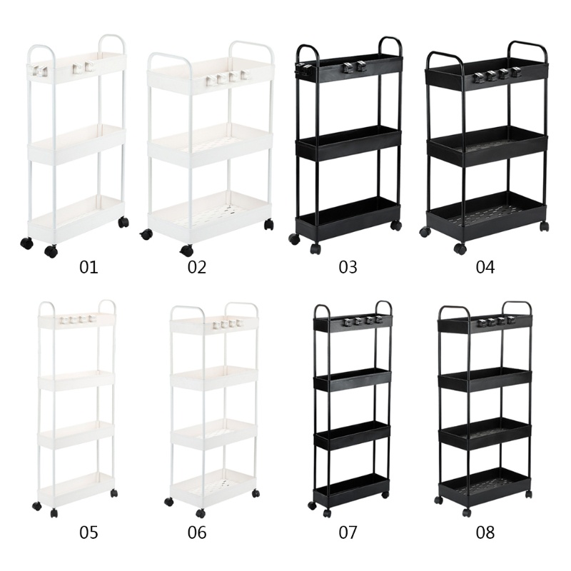 Xe Đẩy Di Động 3 / 4 Tầng Có Tay Cầm Sắp Xếp Gọn Gàng Cho Nhà Bếp / Phòng Tắm