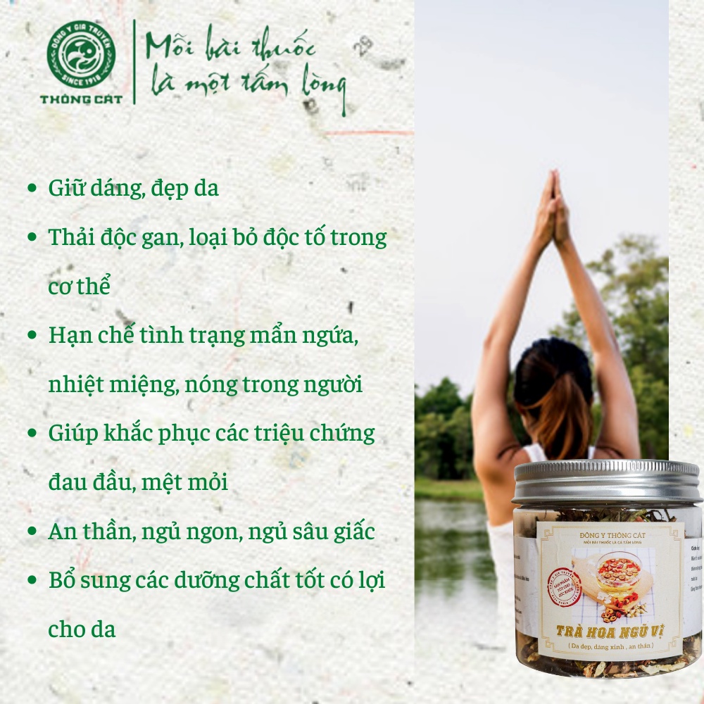 Trà hoa sấy khô ngũ vị Đông y gia truyền Thông Cát- Thanh nhiệt giải độc, đẹp da sau 1 tuần sử dụng