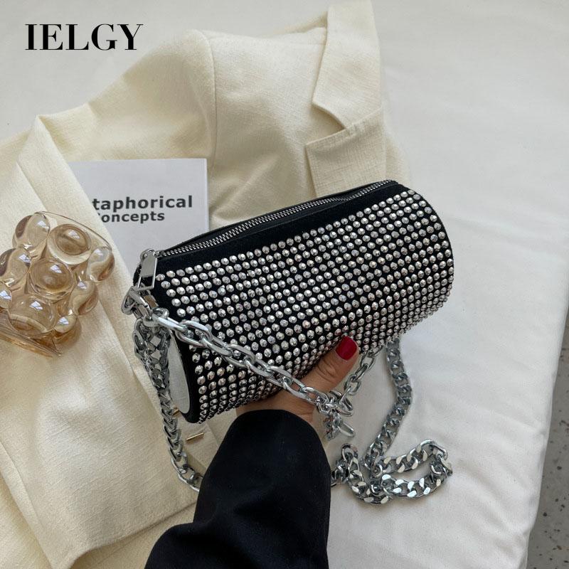 Ielgy Túi Xách Đính Kim Cương Giả Phối Dây Xích Dễ Phối Đồ Cho Nữ