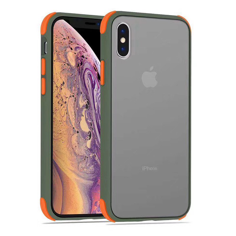 Ốp điện thoại nhựa PC cứng mặt nhám có khung viền màu trong suốt chống sốc iPhone 6 6s 7 8 plus X XR XS MAX 11 PRO MAX