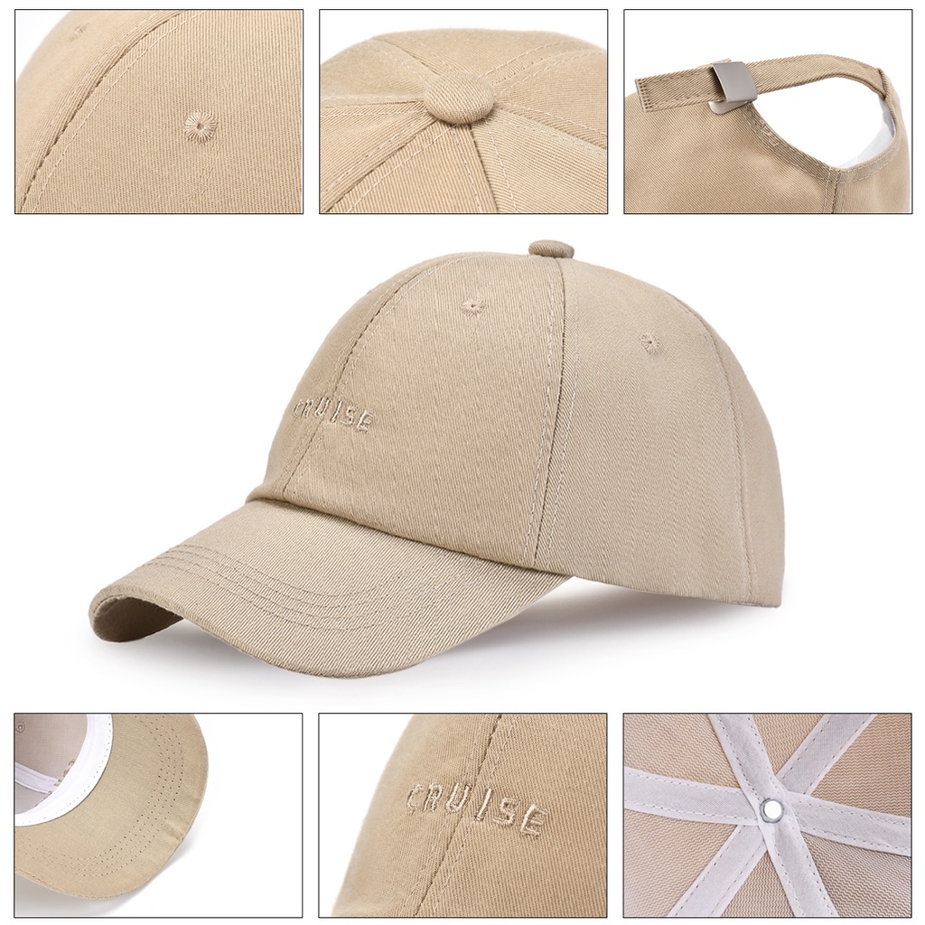 Mũ Lưỡi Trai Cotton Màu Trơn In Chữ Phong Cách Hip hop Có Thể Điều Chỉnh Kích Thước Cho Nam Và Nữ JP5