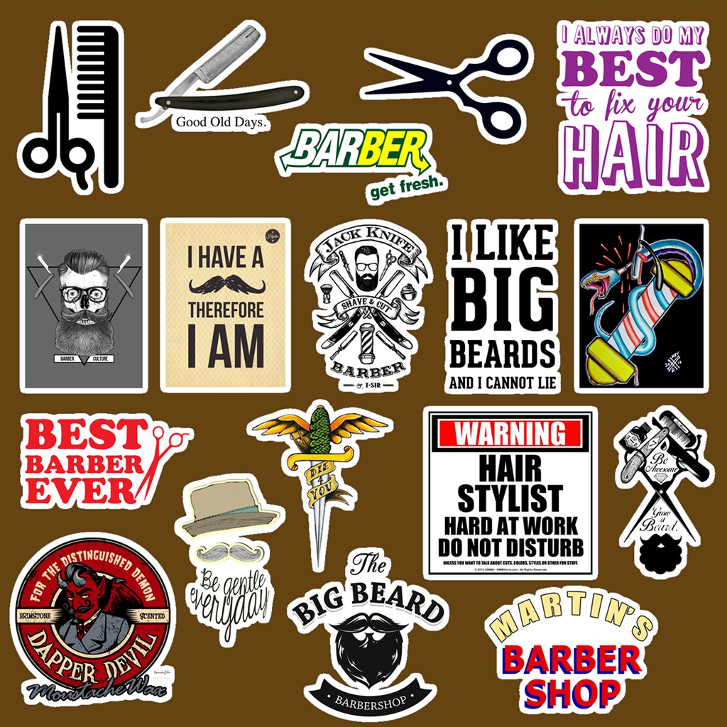 Sticker dán chống nước cao cấp BARBER SHOP - Tiệm cắt tóc