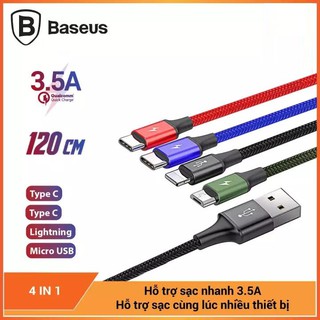 CÁP SẠC LIGHTNING - TYPE C - MICRO BASEUS RAPID 3.5A 4 IN 1 CHÍNH HÃNG [NEW 100%]