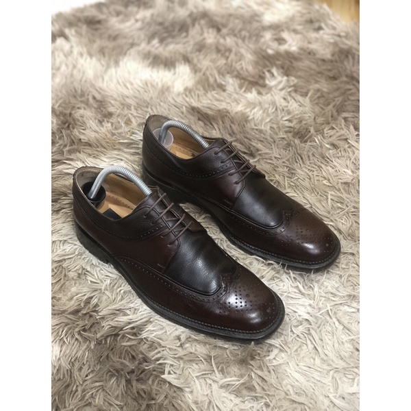 [Giày 2hand] [Size 42] [TonaShoe] Giày Tây Kiểu Dáng Độc Lạ Mũi Vuông Hai Màu Kết Hợp Đen Và Burgendy