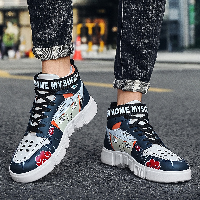 Giày thể thao cổ cao in họa tiết Akatsuki hoạt hình Naruto thời trang cho nam