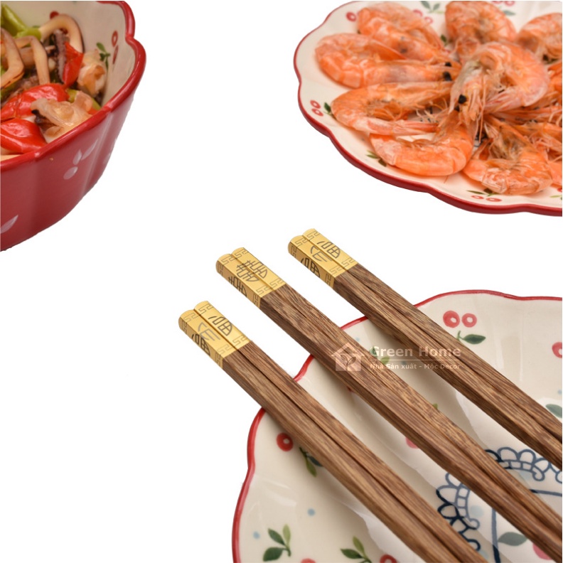 5 Đôi Đũa Cánh Gà Mạ Đầu Đồng Cao Cấp - Không Sử Dụng Hóa Chất Đảm Bảo Oan Toàn Thực Phẩm Phong Cách Nhật Bản