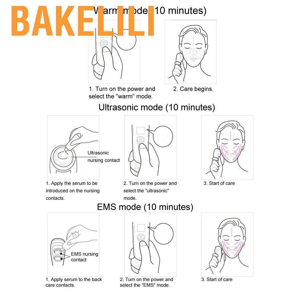 [bakelili] (Hàng Mới Về) Máy Mát Xa Làm Sạch Da Mặt Thông Minh Bằng Sóng Siêu Âm Bakelili