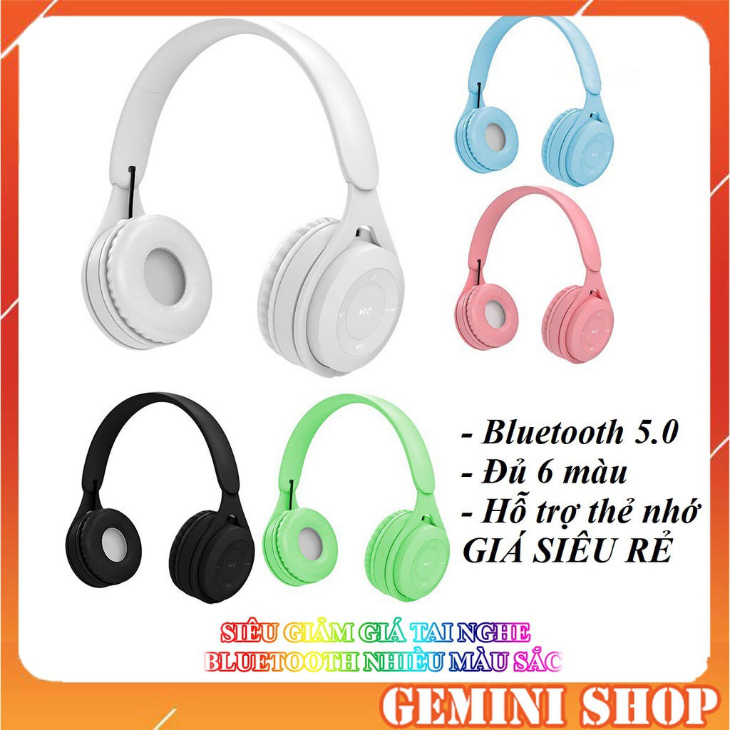 Tai Nghe Bluetooth 5.0 Chụp Tai có micro Headphone không dây thời trang màu sắc Y08