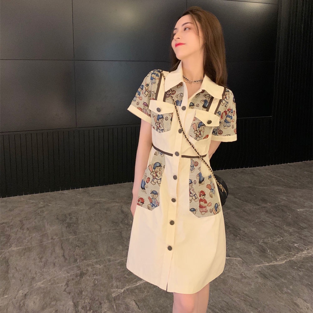 MUEL Original ~ Small Fragrant Style Dress Women's 2022 Summer New Foreign Style Age Reduction Leisure Polo Collar Dress