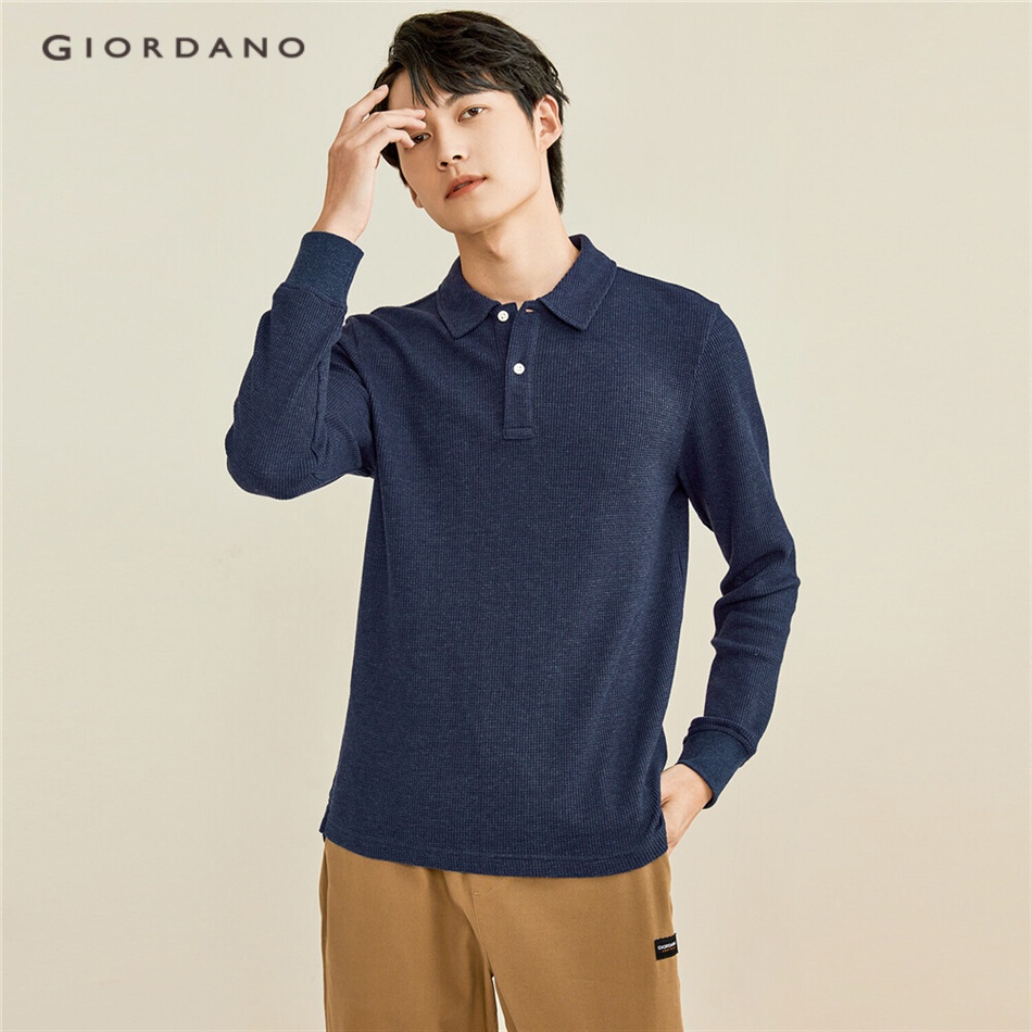 Áo polo GIORDANO 01011783 thiết kế dày màu trơn thời trang dành cho nam | BigBuy360 - bigbuy360.vn