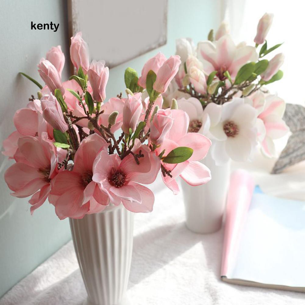 KT★1 Pc Artificial Magnolia Fake Flower Bud Bridal Wedding Home Cafe Store Decor