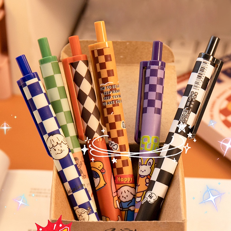 Set 6 Bút Bi Mực Đen Ngòi 0.5mm Có Thể Thu Gọn