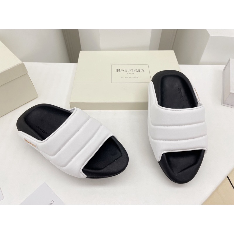 Dép thời trang nữ và nam đế dày mũi nhọn quai ngang thương hiệu Balmain cao cấp