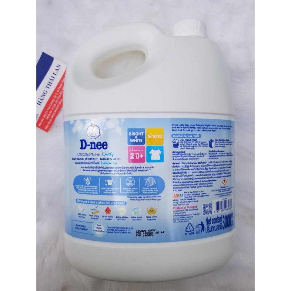 Nước Giặt Dnee Thái Lan 3000ml - Màu Trắng