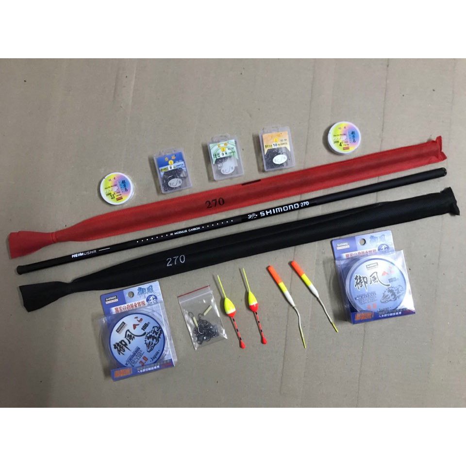 Combo 1 cần câu tay dạng rút giá rẻ 270 (2m4) và 1 cần 540 (5m) kèm đầy đủ phụ kiện