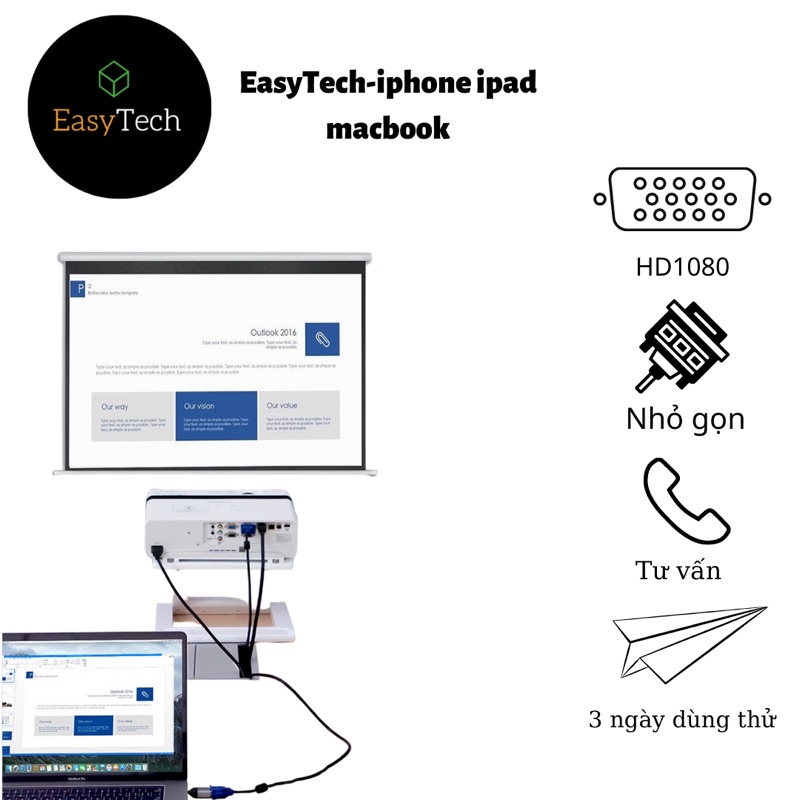 Type C ra VGA, C to VGA, cổng chuyển Type C sang VGA cho máy tính laptop có cổng type C