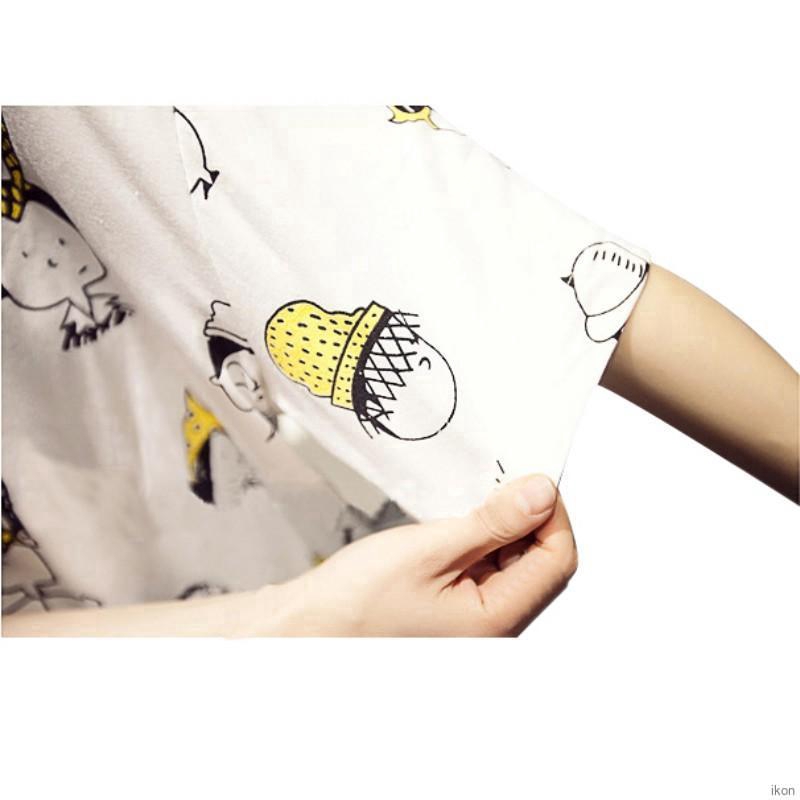 Áo thun cổ tròn tay ngắn in họa tiết hoạt hình thời trang mùa hè dành cho nữ