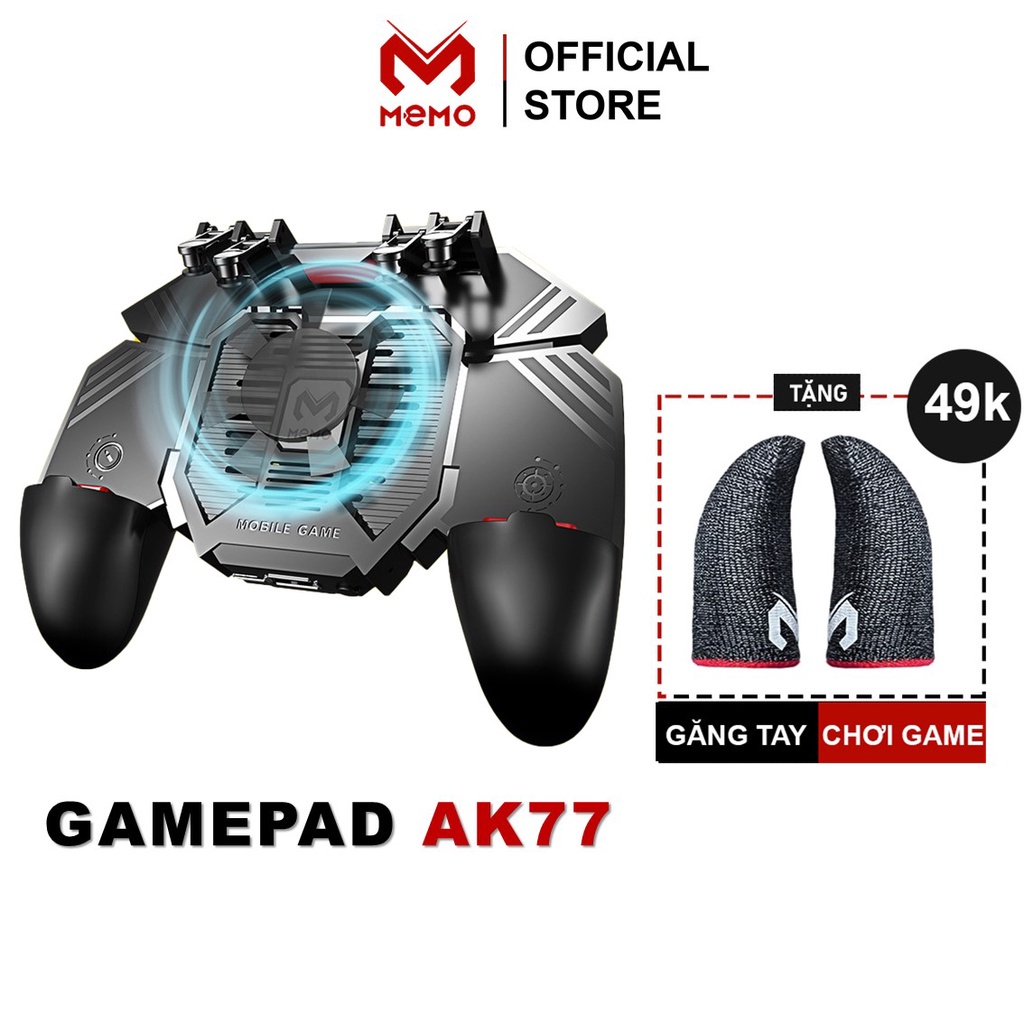 Tay cầm chơi game điện thoại kèm quạt tản nhiệt MEMO AK77 hỗ trợ 3 phiên bản USB / 800 mAh / 1200 mAh - Hàng chính hãng