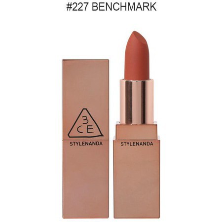 Son thỏi siêu dưỡng 3CE Lip Color Matte  #227 Cam Đất Benchmark Auth Hàn Quốc