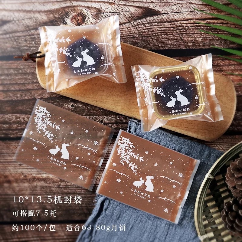 95-100 bộ khay túi bánh trung thu 50gr mẫu thỏ