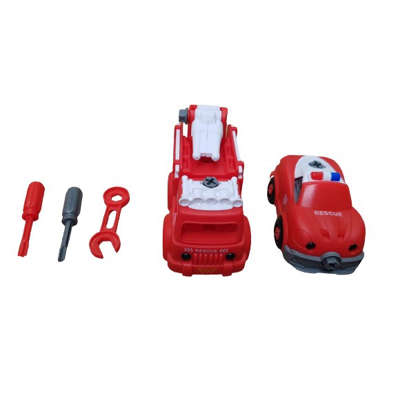 Bộ 2 xe cứu hộ có thể lắp ráp kèm bộ dụng cụ quà tặng cho bé trẻ em
