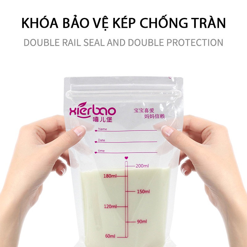 Hộp túi trữ sữa cho bé, túi đựng sữa mẹ bảo quản lâu dài hộp 30 túi 200ml