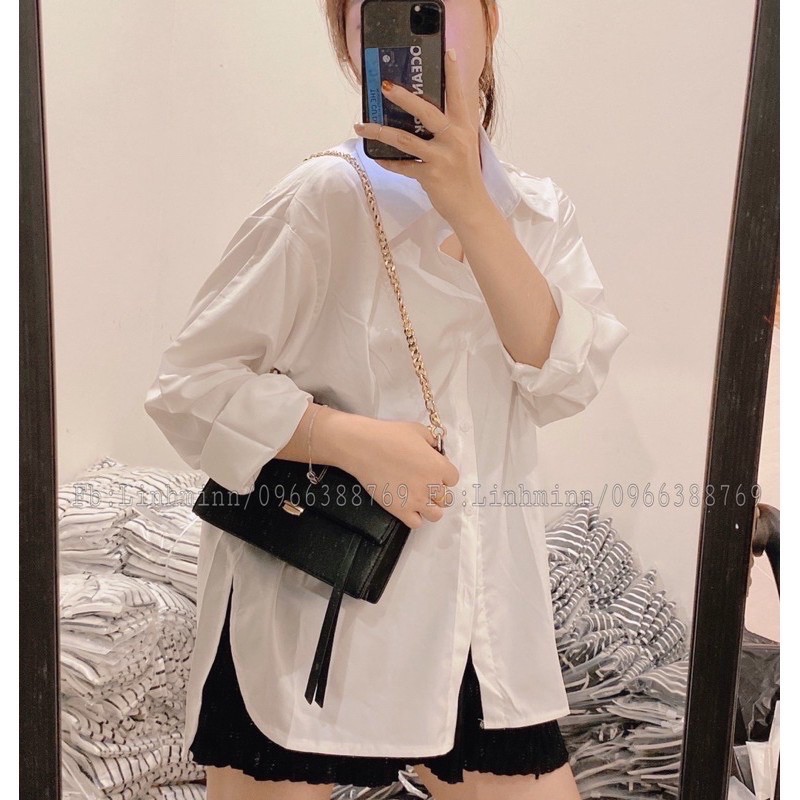 Áo sơ mi dáng rộng trơn ulzzang nhiều màu 0905