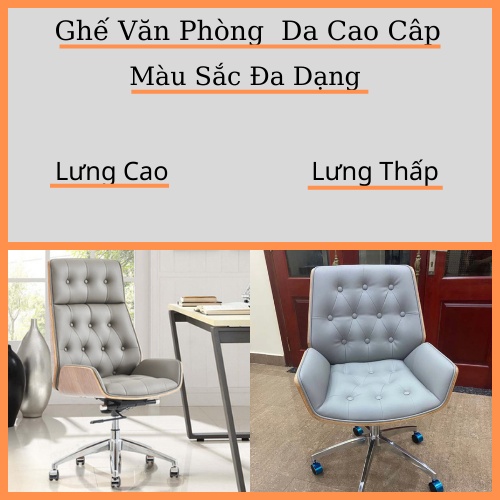Ghế Giám Đốc Có Điều Chỉnh Tựa Lưng - Ghế Làm Việc Da Trần Cao Cấp Chân Xoay Tăng Giảm Chiều Cao