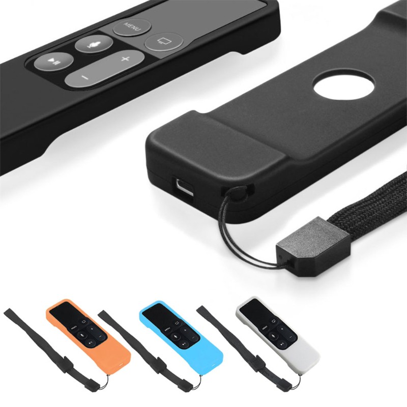 Khung ốp silicon kèm dây móc chuyên bảo vệ remote điều khiển Apple TV 4th Gen Siri