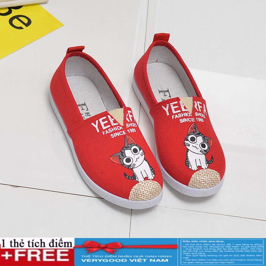 Giày slip on mèo cá tính - GTTG29 giày lười phù hợp đi mùa hè | BigBuy360 - bigbuy360.vn