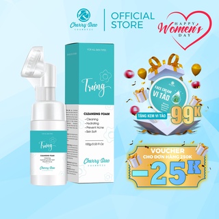 Sữa rửa mặt trứng CRD Cherry Đào dưỡng ẩm có đầu cọ Silicon tạo bọt làm sạch sâu 120Gr [DATE 19-01-2025]