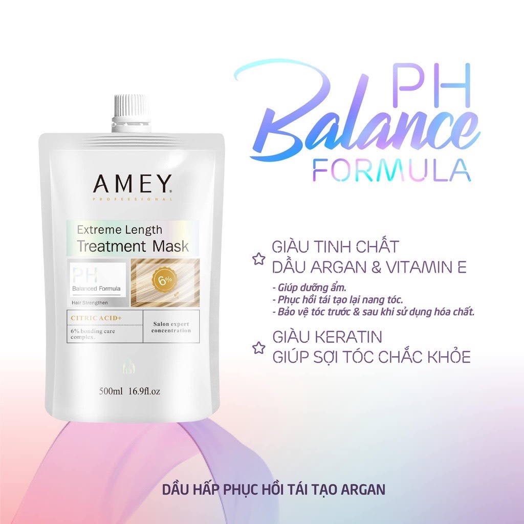 Kem ủ tóc phục hồi tái tạo, cân bằng ph AMEY Extreme Length Treatment Mask 500ml