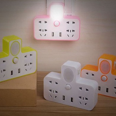 [Voucher &amp; Dịch vụ] Ổ Cắm Điện Đa Năng Có Đèn Ngủ Và Cổng Usb Tiện Lợi 3 chấu