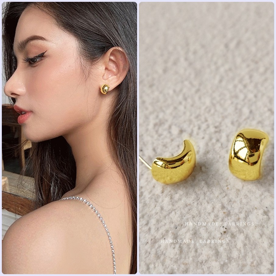 Khuyên tai Bean màu vàng cá tính KT455