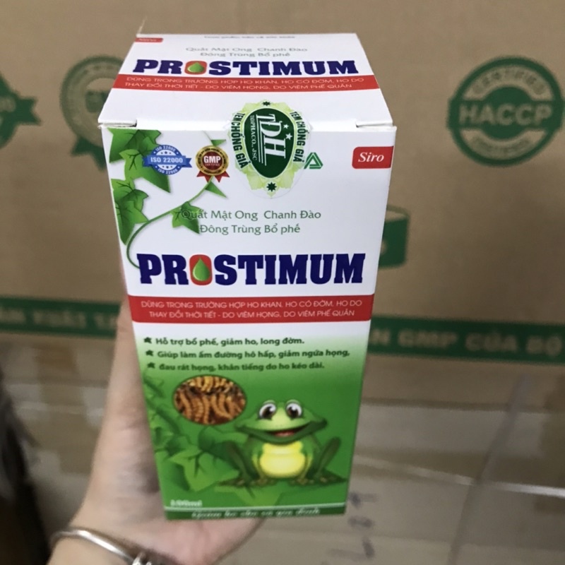 Siro Quất mật ong chanh đào Đông trùng bổ phế Prostimum giúp giảm ho tiêu đờm long đờm hô hấp khoẻ chính hãng 100ml