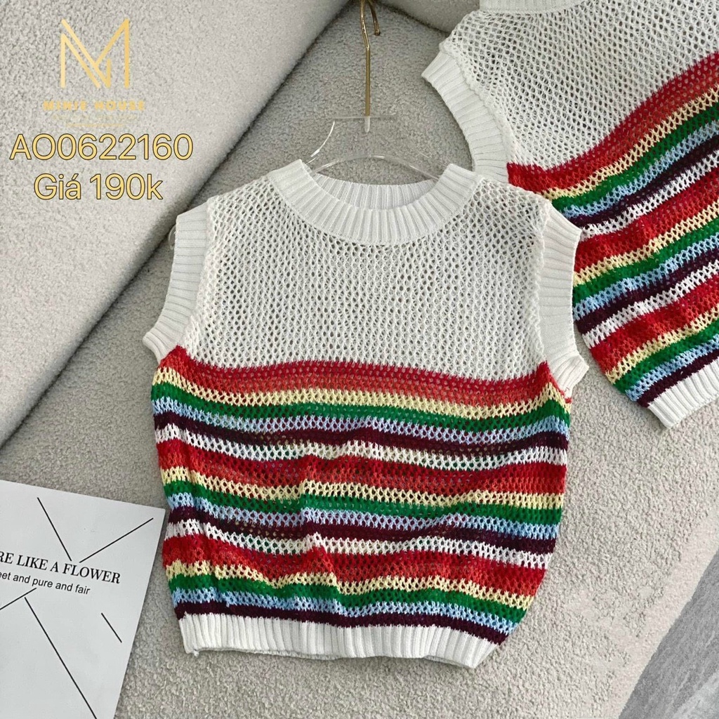 Áo len lưới sát nách sắc màu,thoáng mát,cực dễ mix đồ,hàng quảng châu đẹp mê-Minxy shop