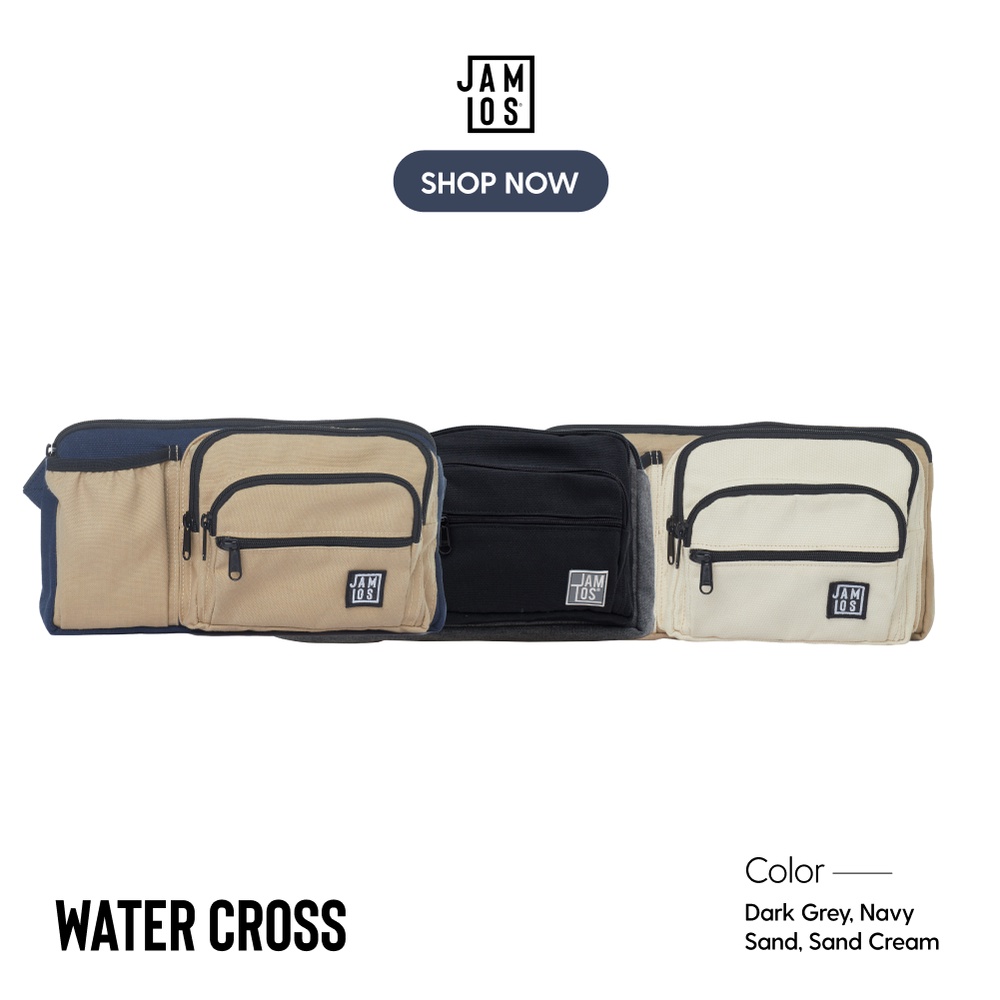 Jamlos Water Cross - Túi đeo chéo bao tử fanny/bum bag 3 kiểu thời trang năng động vải canvas ngăn đưng nước