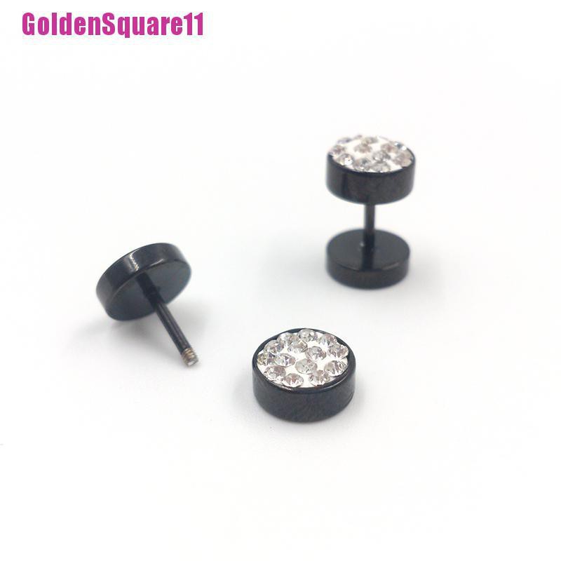 1 Đôi Khuyên Tai Nam Hình Quả Tạ Màu Đen / Bạc Bằng Thép Không Gỉ