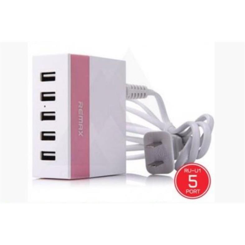 Phu kien 1368 Củ Sạc 5 cổng RU-U1 2.4A REMAX Hồng