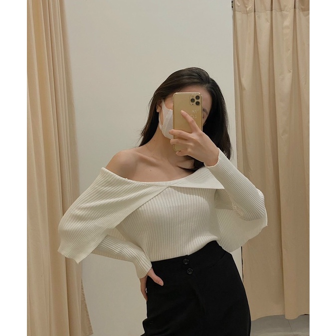 áo trễ vai dài tay len tăm LEN126 LOLLIE STUDIO