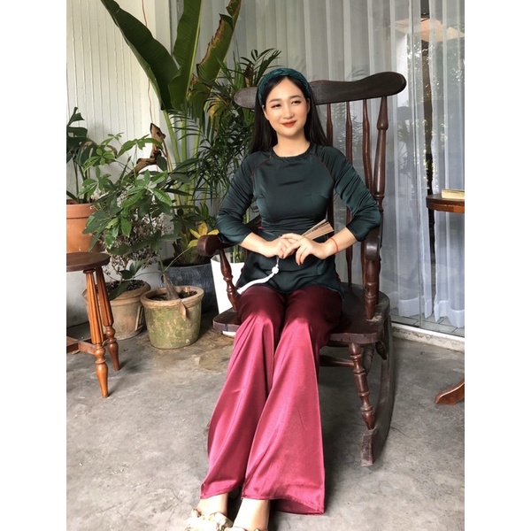 Set Bà ba cúc tàu - Đồ lam đi chùa - Xưởng may Huỳnh Gia-