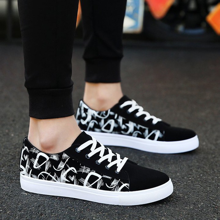 Giày nam vải nhung họa tiết sắc nét đế cao su bền đẹp thời trang giaynam-G312 (đen) | BigBuy360 - bigbuy360.vn