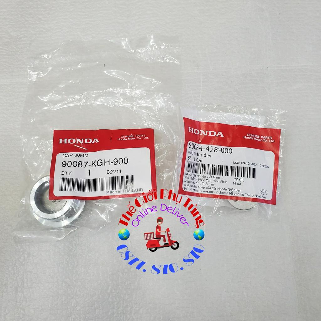 Cặp nút lốc đề, nắp thăm điện Dream Thái zin Honda - 90087-KGH-900/ 90084-428-000
