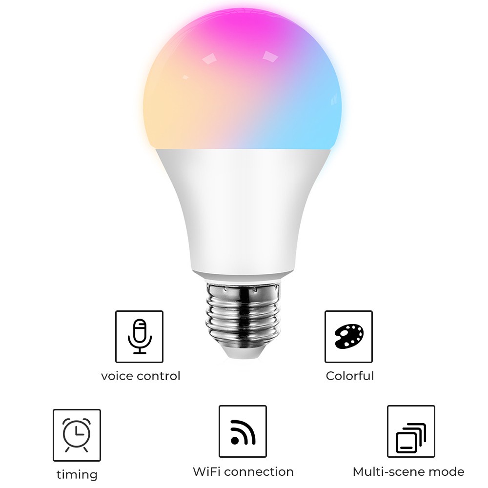 Bóng đèn thông minh điều chỉnh độ sáng kết nối Wifi sử dụng app Tuya  đui E27 tương thích Google Home, Alexa